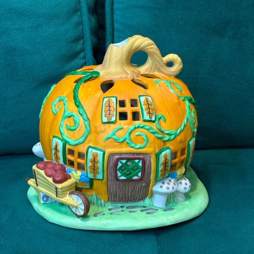 Partylite Pumpkin House Tealight Candle Holder Fall Halloween Decor - Picture 2 of 3